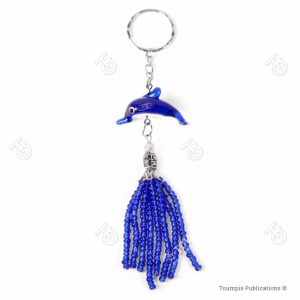 ψάρι, μπρελόκ ψαράκι μπλε χάντρα, keychain dolphin blue, mprelok delfini xantra